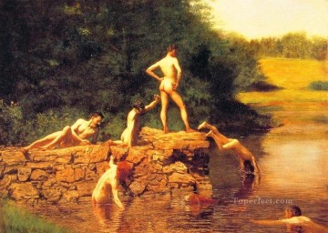 thomas kinkade Painting - The Swimming Hole Realism Thomas Eakins nude